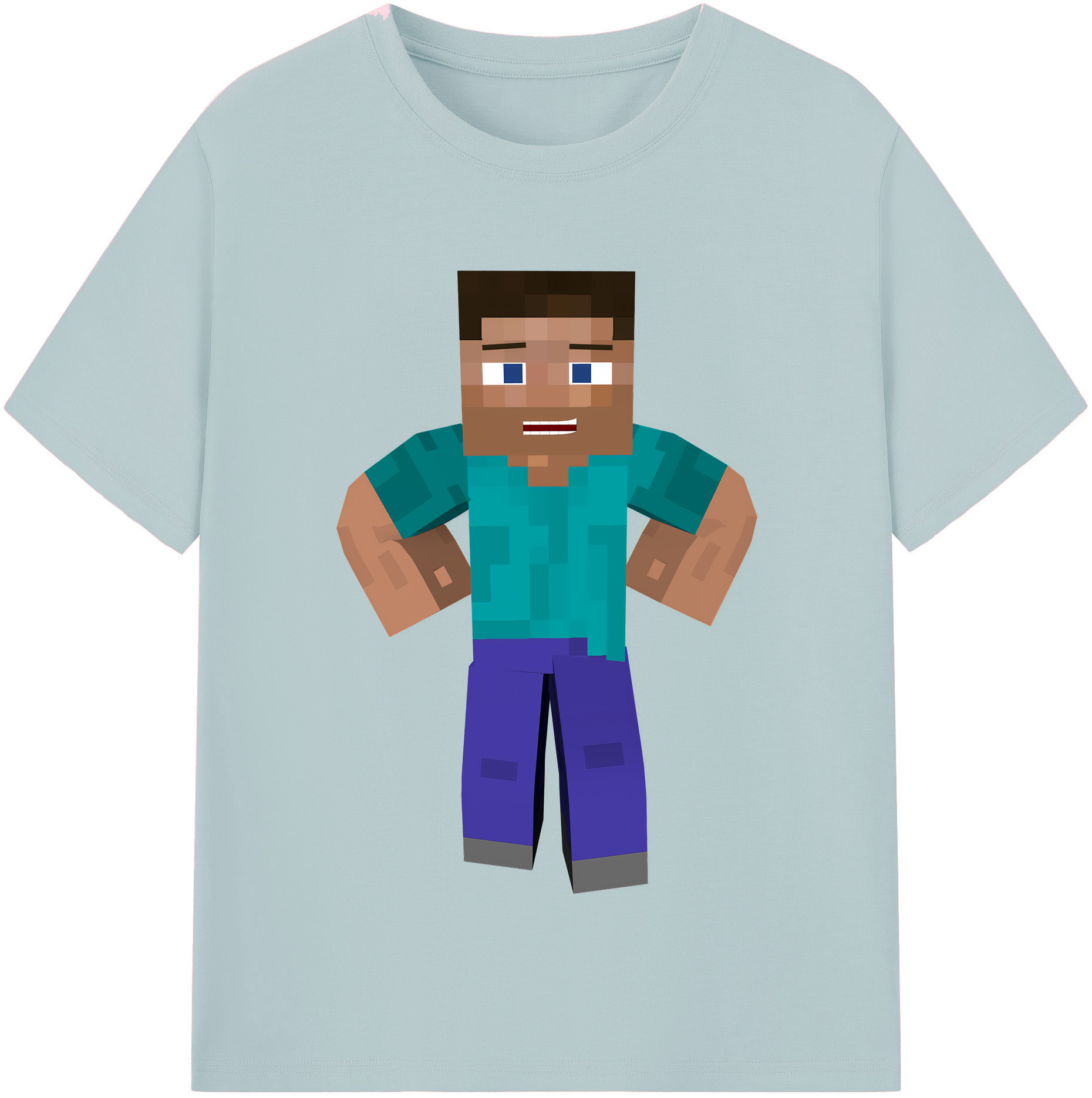 （画像用） マインクラフト ブロックの世界 Minecraft MC Block world 綿100％半袖Tシャツ（フロントプリント）